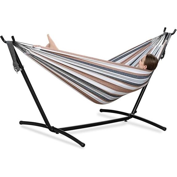 PNAEUT Double Hammock with Steel Stand (Coffee)