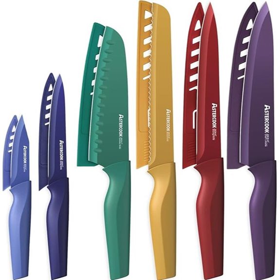 Astercook 12-Piece Color-Coded Knife Set with Guards