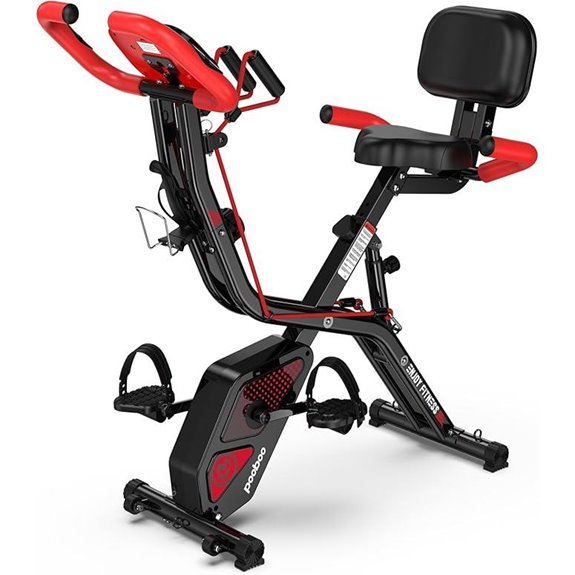 Pooboo Folding Exercise Bike with Resistance & Cushion
