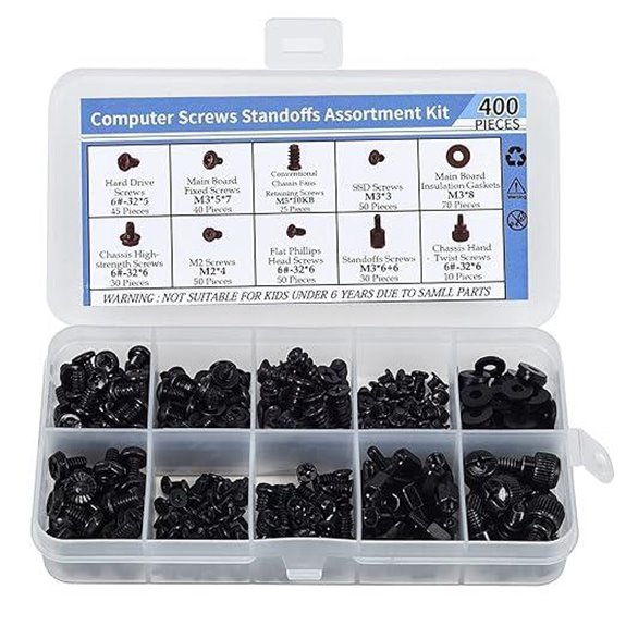 400PCS Computer Motherboard Screws & Standoffs Kit