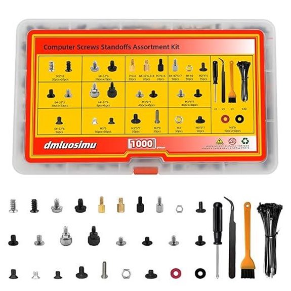 1000pcs Computer Screw & Standoff Kit for PC Building