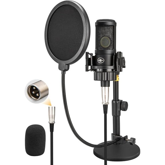 XLR Condenser Microphone Kit with Stand and Pop Filter