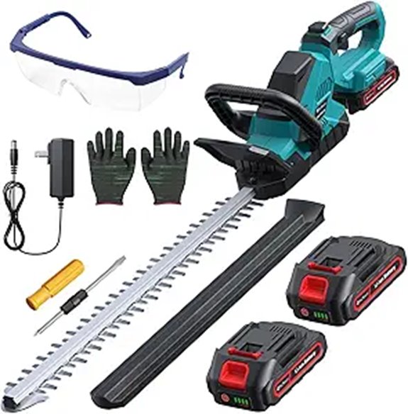 20 Cordless Hedge Trimmer with Batteries and Rotatable Head