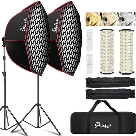 Softbox Lighting Kit with Dimmable LED and Remote