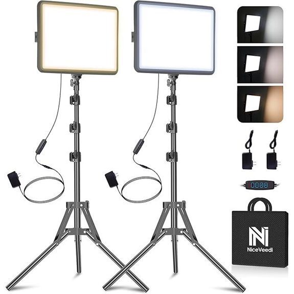 NiceVeedi 2-Pack 25W Dimmable LED Video Lighting Kit