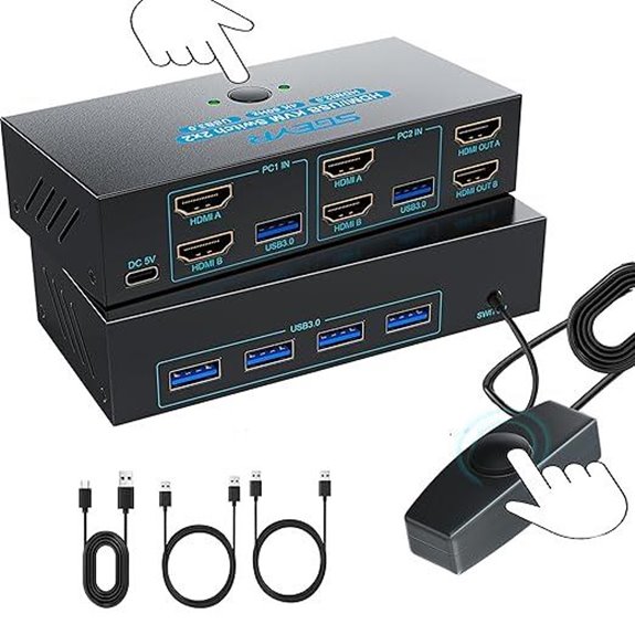HDMI KVM Switch 2 Monitors 4K@60Hz USB Ports