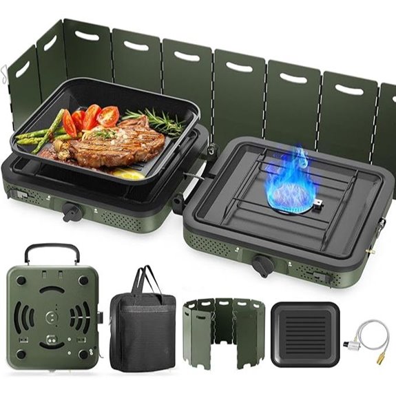 2-Burner Propane Camp Stove with Grill and Carry Bag