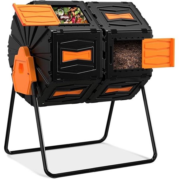 Dual Chamber 45 Gallon Compost Tumbler for Garden