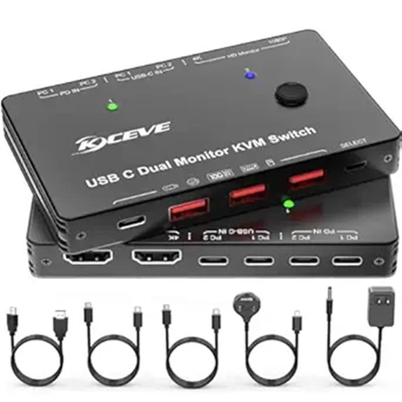 Dual 2-Computer USB-C KVM Switch with 4K@60Hz Support