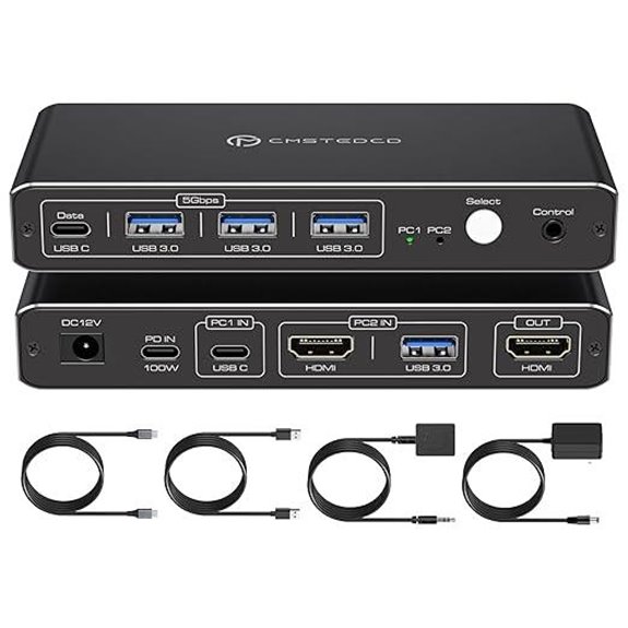 KVM Switch 2 Computers 4K@60Hz USB-C HDMI