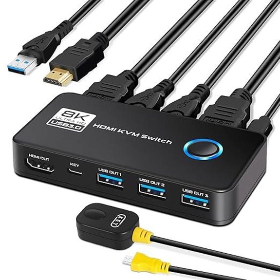 KVM Switch 2 Computers HDMI 2.1 USB 3.0