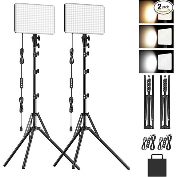 Anautin 2-Pack LED Video Lighting Kit with Tripods