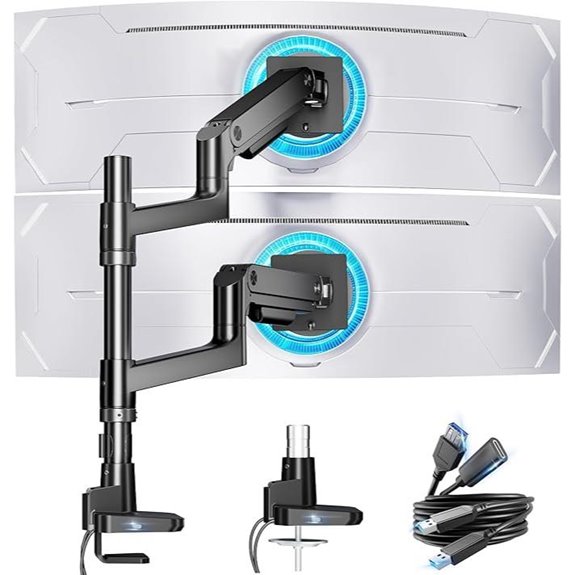 ARES WING Dual Monitor Stand with USB (Black)