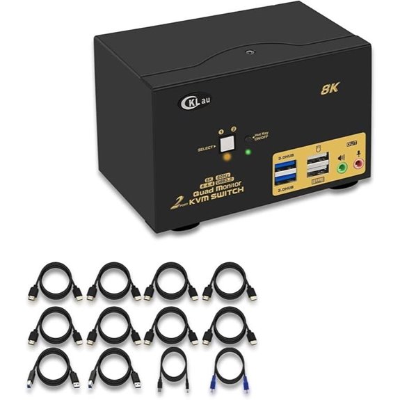 CKLau 2-Port USB 3.0 KVM Switch with 4 Monitors