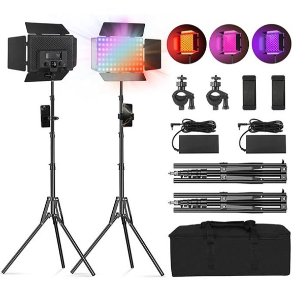 2-Pack RGB LED Video Lights with Barn Doors