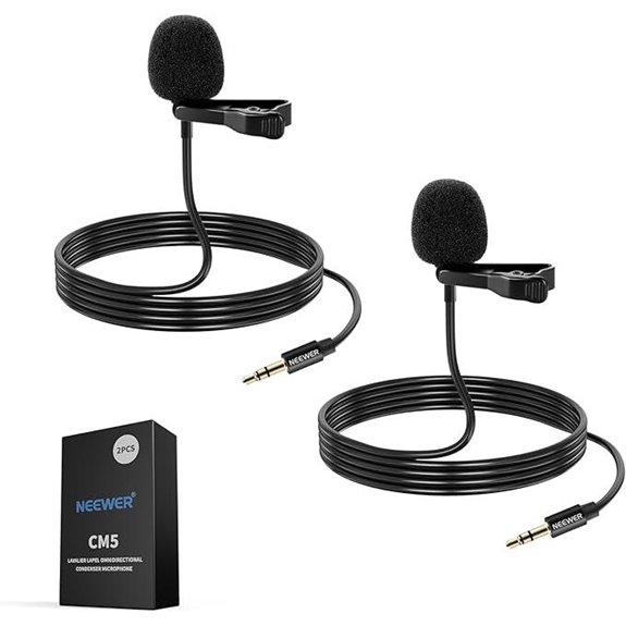 NEEWER 2 Pack Lavalier Microphones for Wireless Transmitters