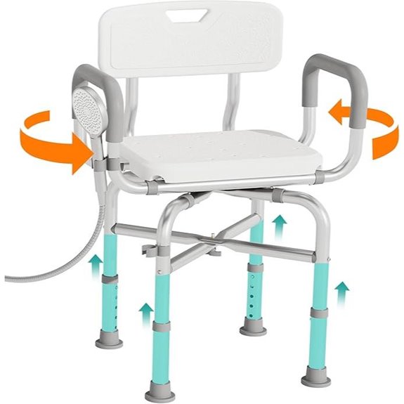 Heavy-Duty Swivel Shower Chair with Armrests