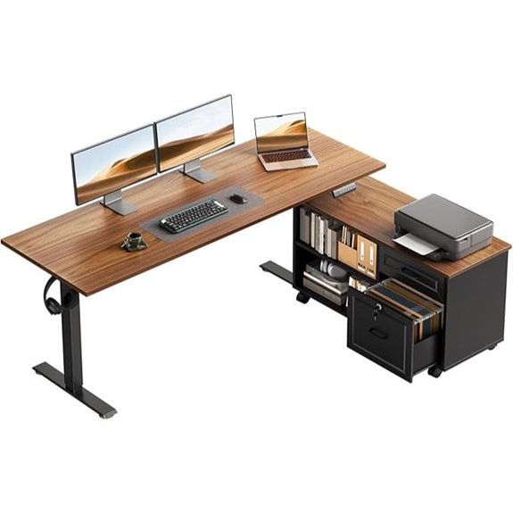 OffiGo 55 Electric L-Shaped Standing Desk with Storage
