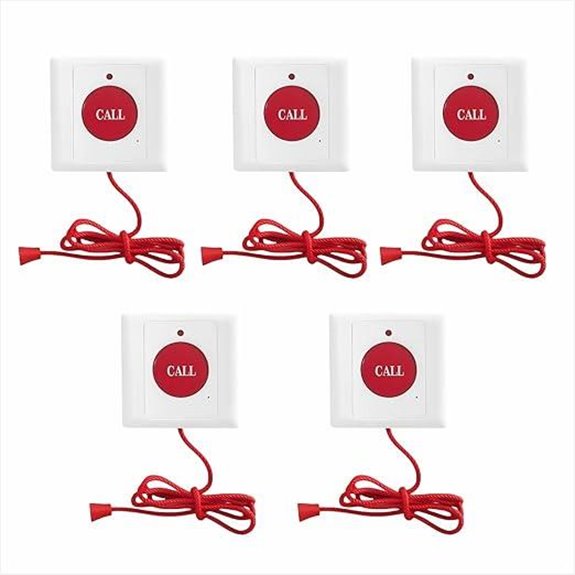 Wall-Mounted Emergency Call Button with Pull Cord (5 Pack)