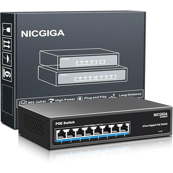 NICGIGA 8-Port Gigabit PoE Switch (Fanless)