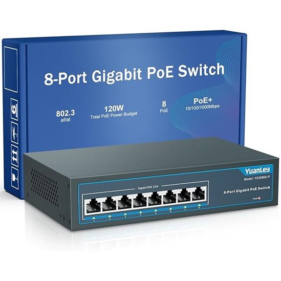 YuanLey 8-Port Gigabit PoE Switch Fanless