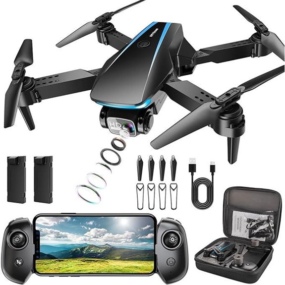 Foldable 1080P HD Drone with 2 Batteries and Carrying Case