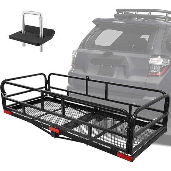 Folding Hitch Cargo Rack with High Side Rails