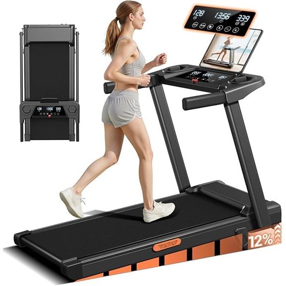 12% Incline Foldable Treadmill with Handle