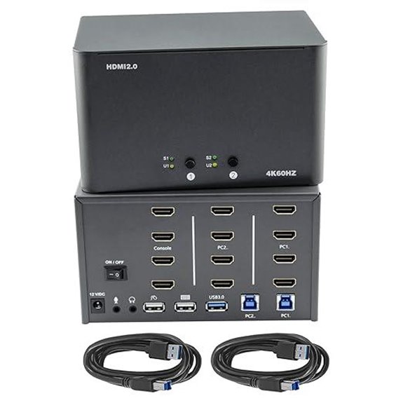 KVM Switch 4 Monitors 2 Computers with USB3.0