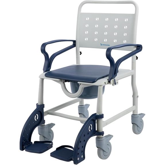 Rolling 4-in-1 Shower Chair with Locking Wheels