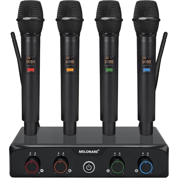 4-Channel Wireless Microphone System with 4 Mics