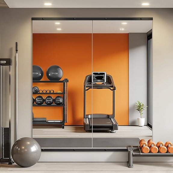 Home Gym Wall Mirror 56x28 Frameless Black
