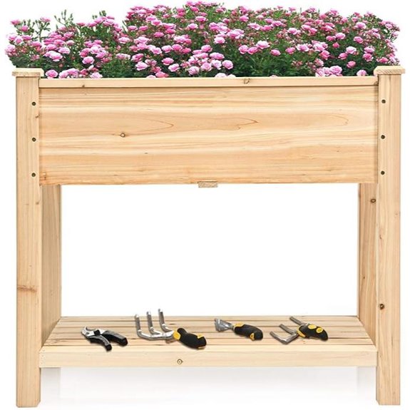 S AFSTAR Raised Garden Bed with Storage Shelf
