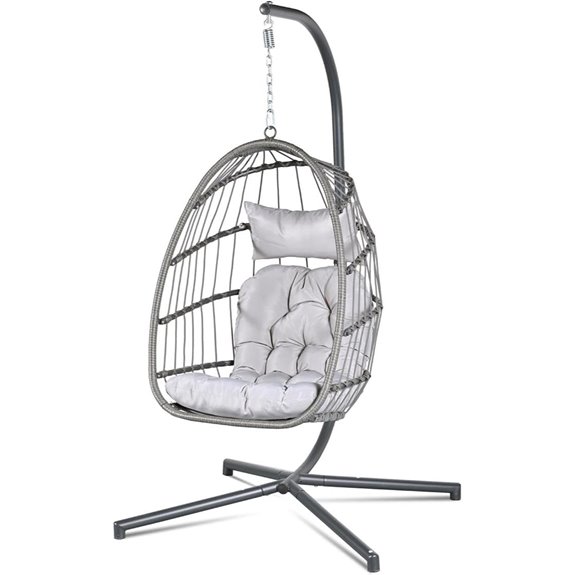 Econohome Hanging Egg Chair with Stand and Cushions