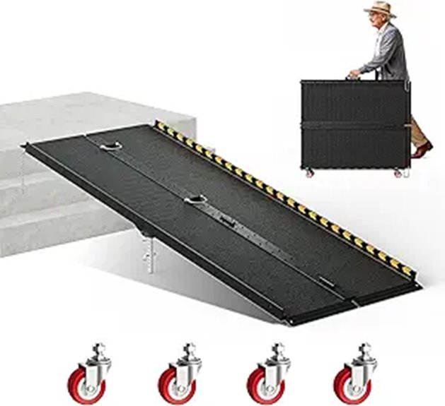Heavy-Duty 6FT Aluminum Wheelchair Ramp with Adjustable Legs