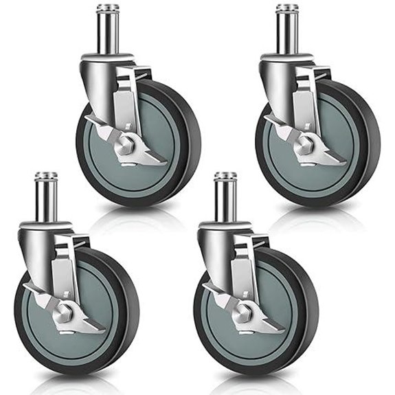 Heavy Duty Wire Shelving Caster Wheels with Brakes (4)