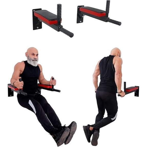 Wall Mount Dip Station with 4 Padded Handle Bars Heavy Duty