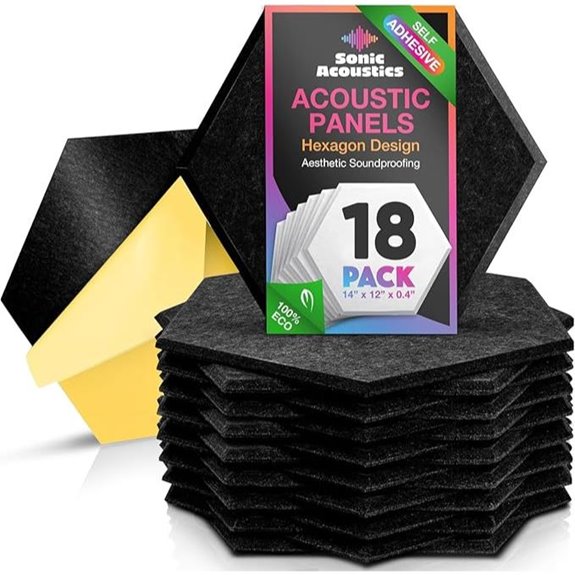 Acoustic Wall Panels 18 Pack Soundproof Hexagon Black