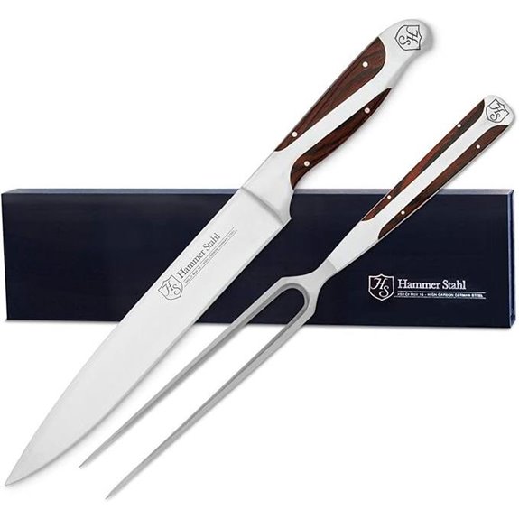 German High Carbon Stainless Steel Carving Knife & Fork Set