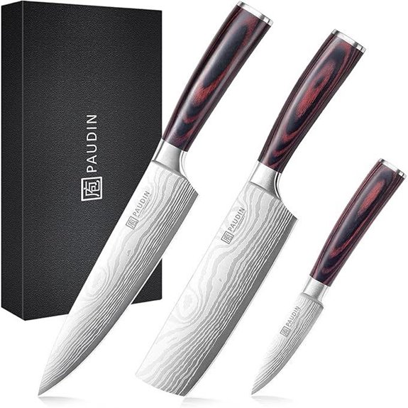 PAUDIN 3-Piece High Carbon Stainless Steel Chef Knives