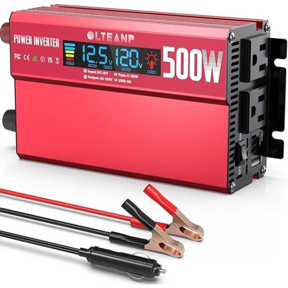 500W Power Inverter with LCD USB & AC Outlets