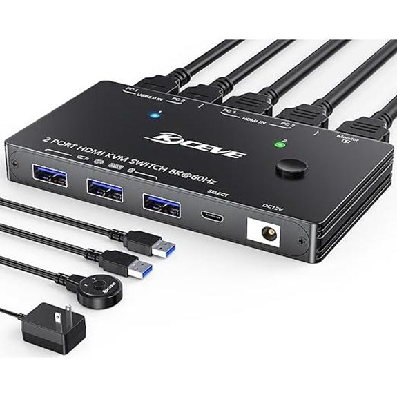 8K HDMI KVM Switch for 2 Computers with Remote
