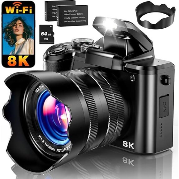 8K 88MP WiFi Vlogging Camera with Dual Lenses
