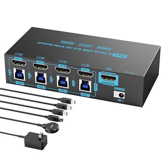 8K HDMI 2.1 KVM Switch for 4 Computers