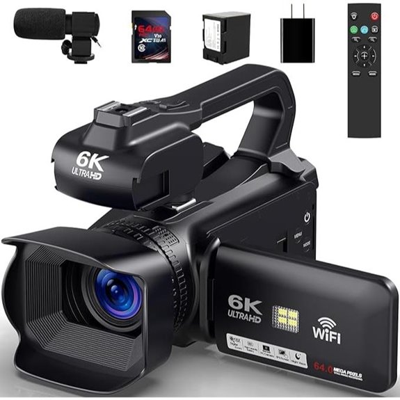 6K Vlogging Camera with Night Vision and 64GB Card