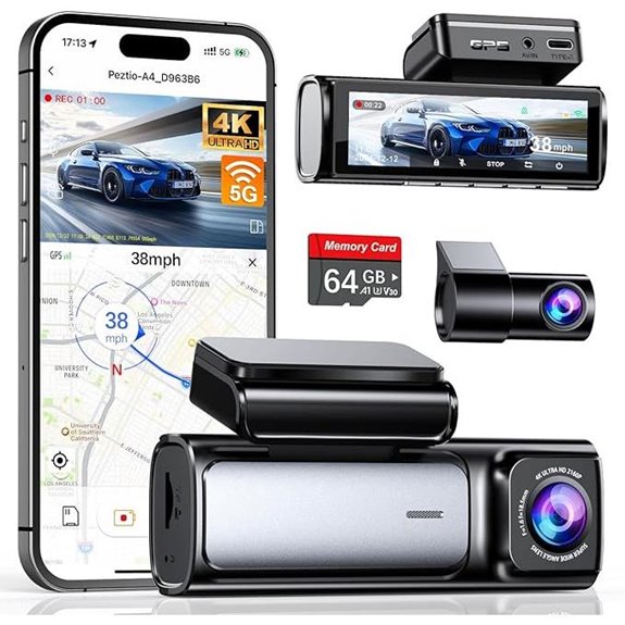 4K Dual Dash Cam with Night Vision and GPS