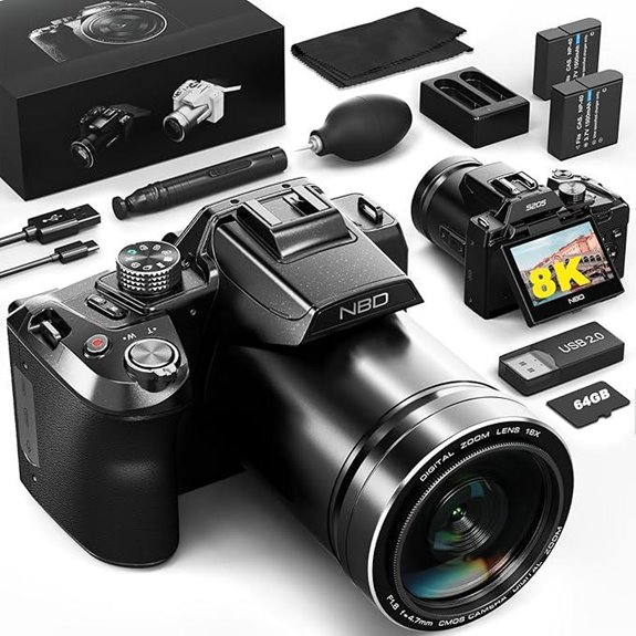 8K 64MP Vlogging Camera with Flip Screen & Accessories