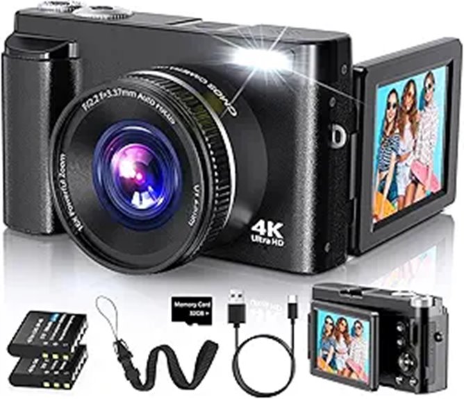 4K 48MP Vlogging Camera with Flip Screen and Zoom