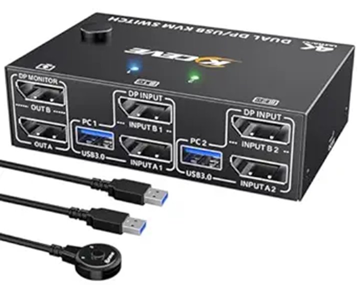8K USB 3.0 Displayport KVM Switch for Dual Monitors