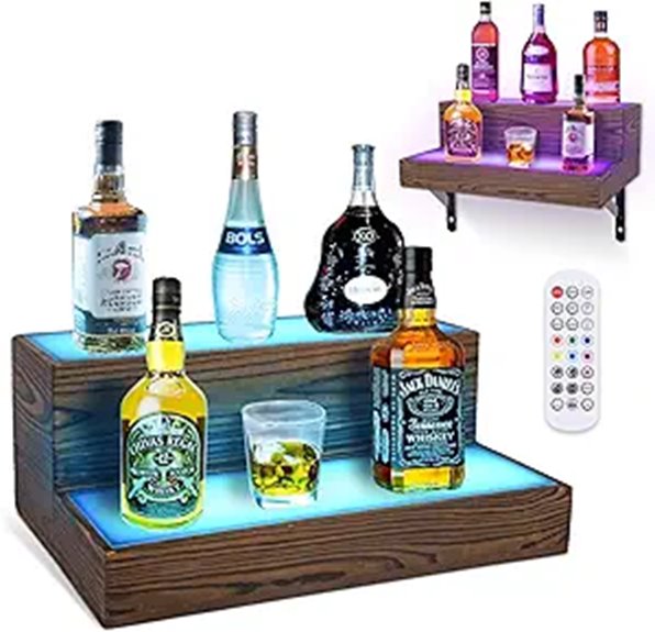 Illuminated 2-Tier Wall-Mount Wine & Liquor Display